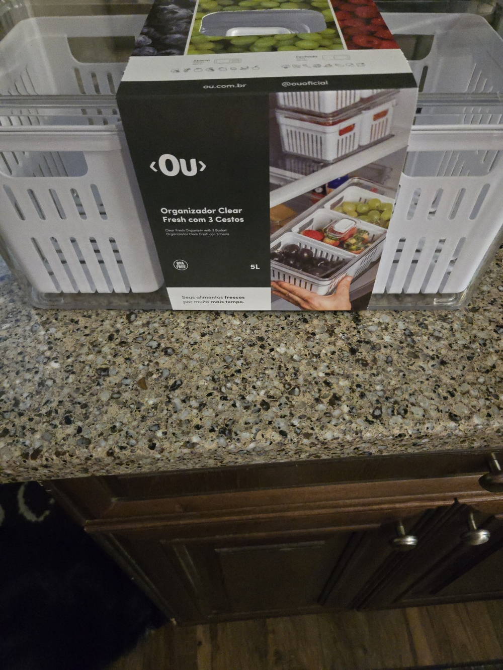 OU Clear Organizer with 3 Baskets - White